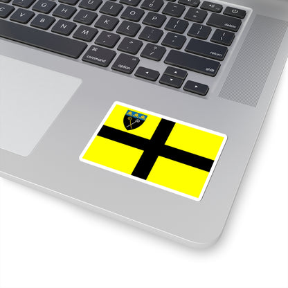 Flag of St David early with Diocese of Llandaff Shield in Canton (United Kingdom) STICKER Vinyl Kiss-Cut Decal