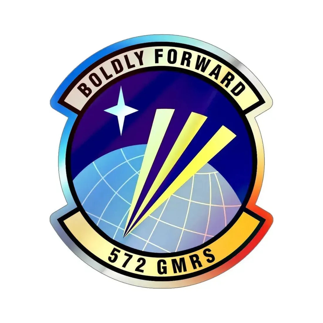572d Global Mobility Readiness Squadron (U.S. Air Force) Holographic STICKER Die-Cut Vinyl Decal 6 Inch Holographic - The Sticker Space