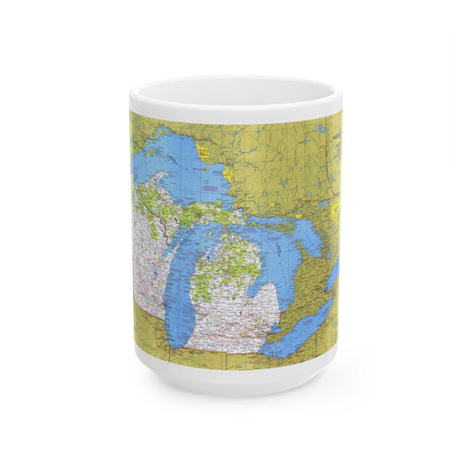 USA - Wisconsin, Michigan ,Great Lakes 1 (1973) (Map) White Coffee Mug-15oz-The Sticker Space