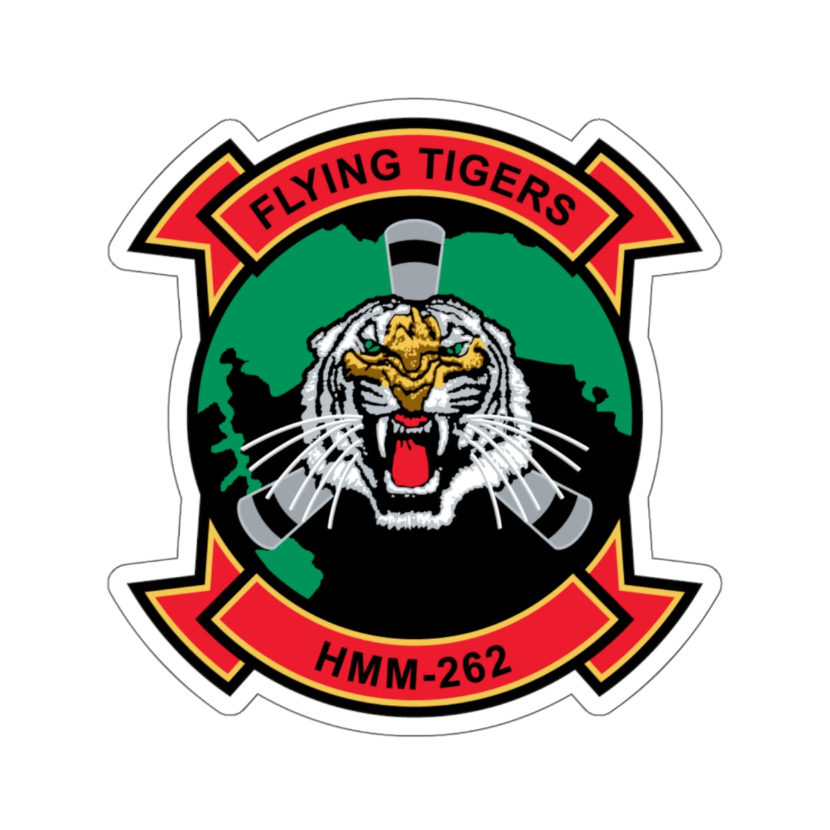 HMM 262 Flying Tigers (USMC) STICKER Vinyl Kiss-Cut Decal-6 Inch-White-The Sticker Space