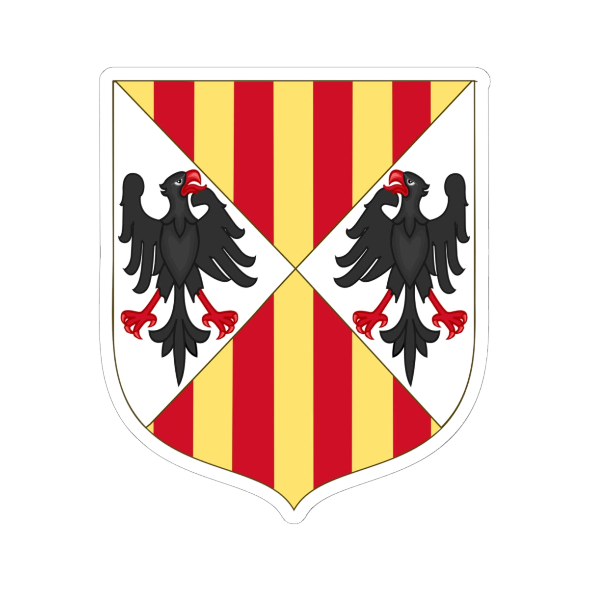 Arms of the Aragonese Kings of Sicily Shape Variant (Spain) (Coat of Arms) STICKER Vinyl Kiss-Cut Decal