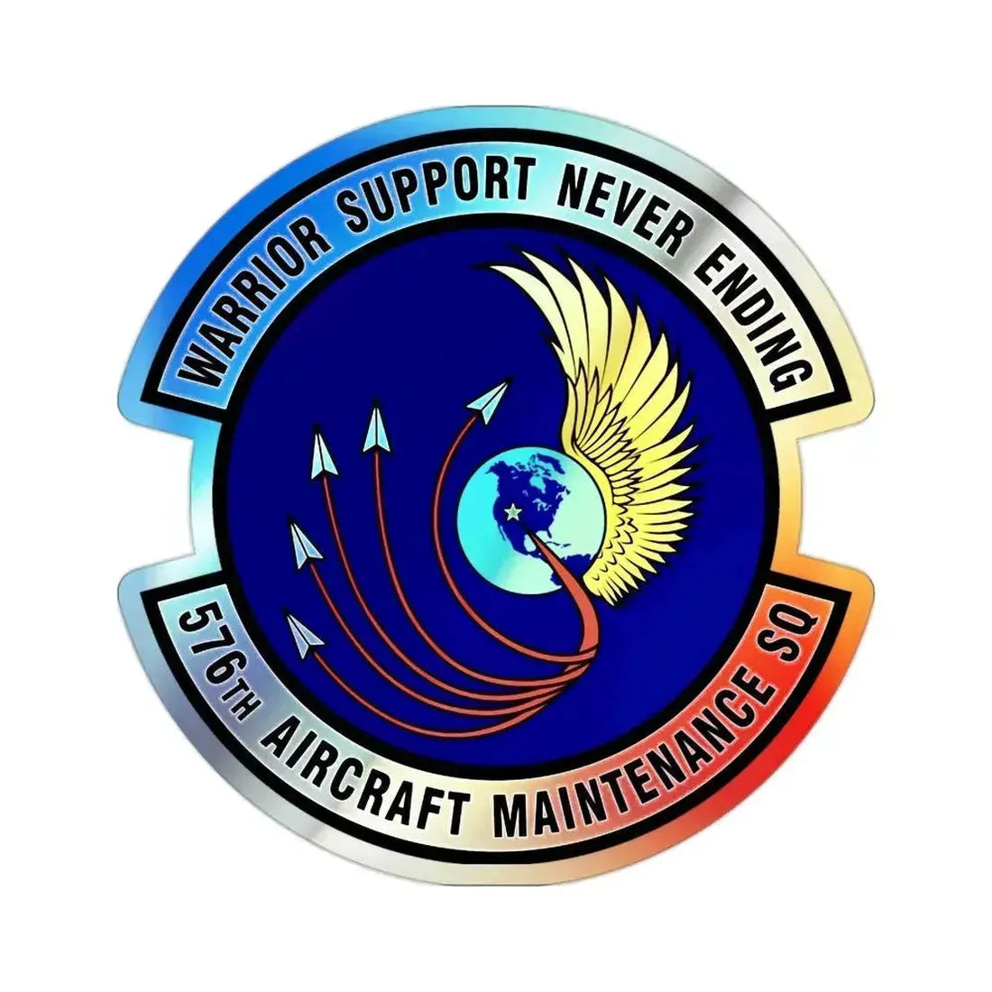 576th Aircraft Maintenance Squadron (U.S. Air Force) Holographic STICKER Die-Cut Vinyl Decal 2 Inch Holographic - The Sticker Space