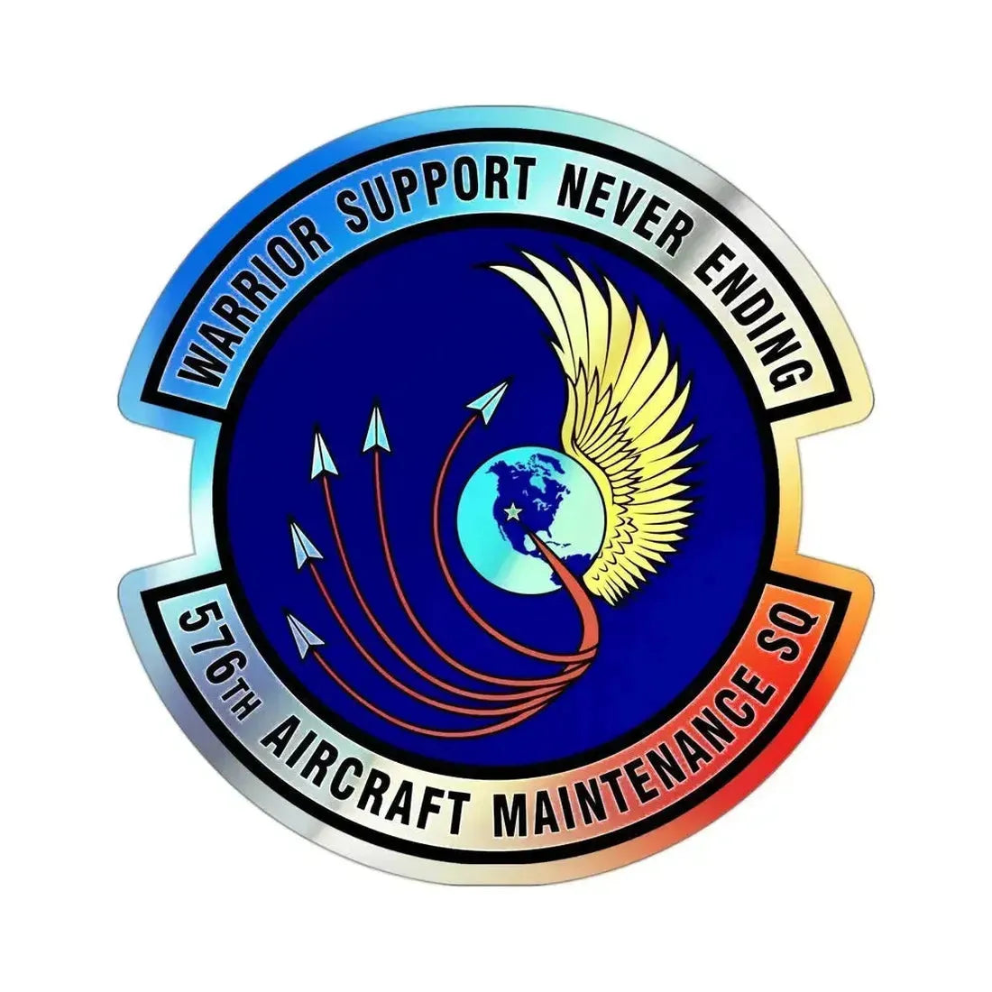 576th Aircraft Maintenance Squadron (U.S. Air Force) Holographic STICKER Die-Cut Vinyl Decal 3 Inch Holographic - The Sticker Space