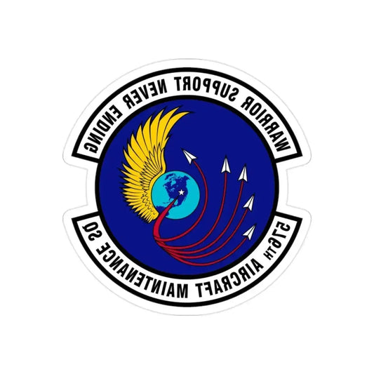 576th Aircraft Maintenance Squadron (U.S. Air Force) REVERSE PRINT Transparent Die-Cut STICKER 2 Inch Die-Cut Transparent - The Sticker Space