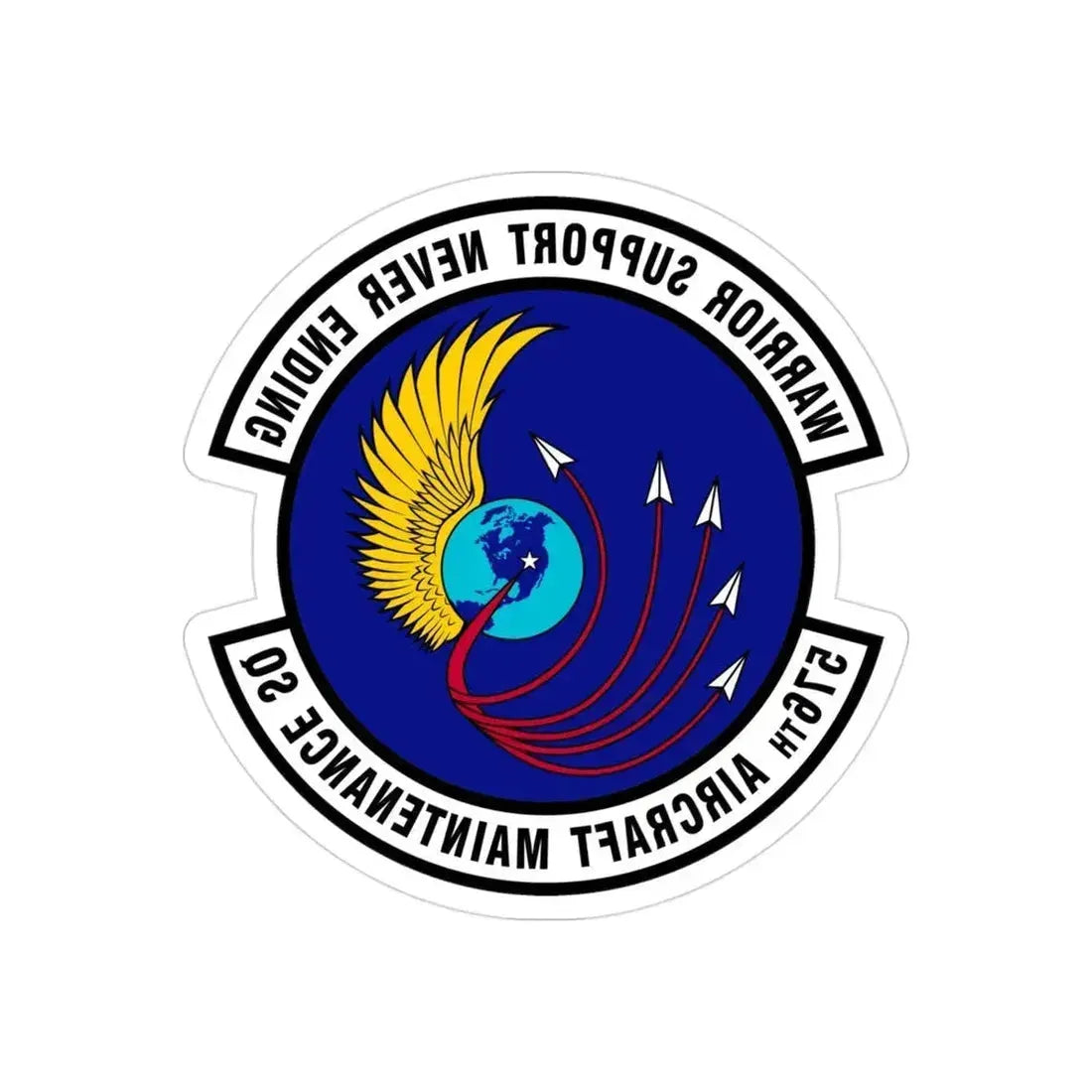 576th Aircraft Maintenance Squadron (U.S. Air Force) REVERSE PRINT Transparent Die-Cut STICKER 3 Inch Die-Cut Transparent - The Sticker Space