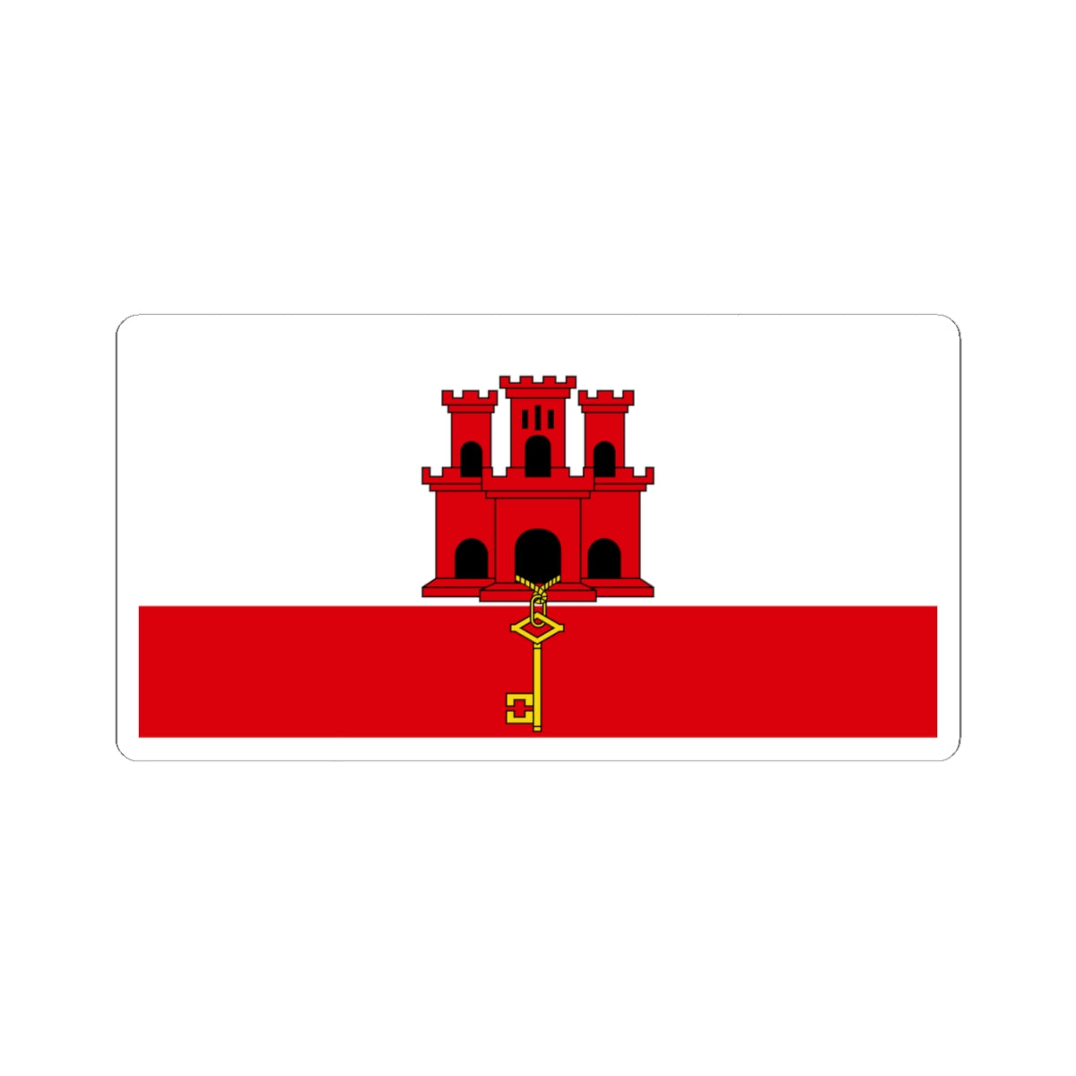 Flag of Gibraltar (United Kingdom) STICKER Vinyl Kiss-Cut Decal