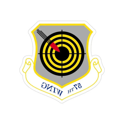 57th Wing shield (U.S. Air Force) REVERSE PRINT Transparent Die-Cut STICKER 5 Inch Die-Cut Transparent - The Sticker Space