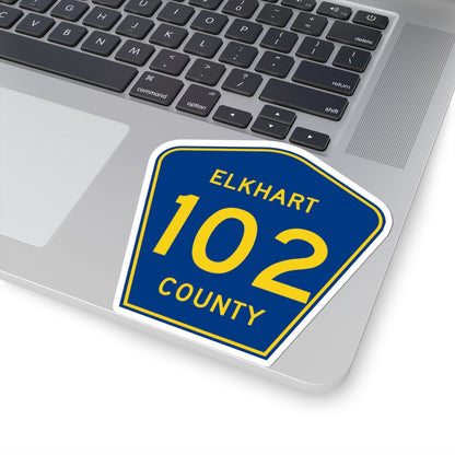 Elkhart County Road 102 IN (Indiana) (Road Sign) STICKER Vinyl Kiss-Cut Decal