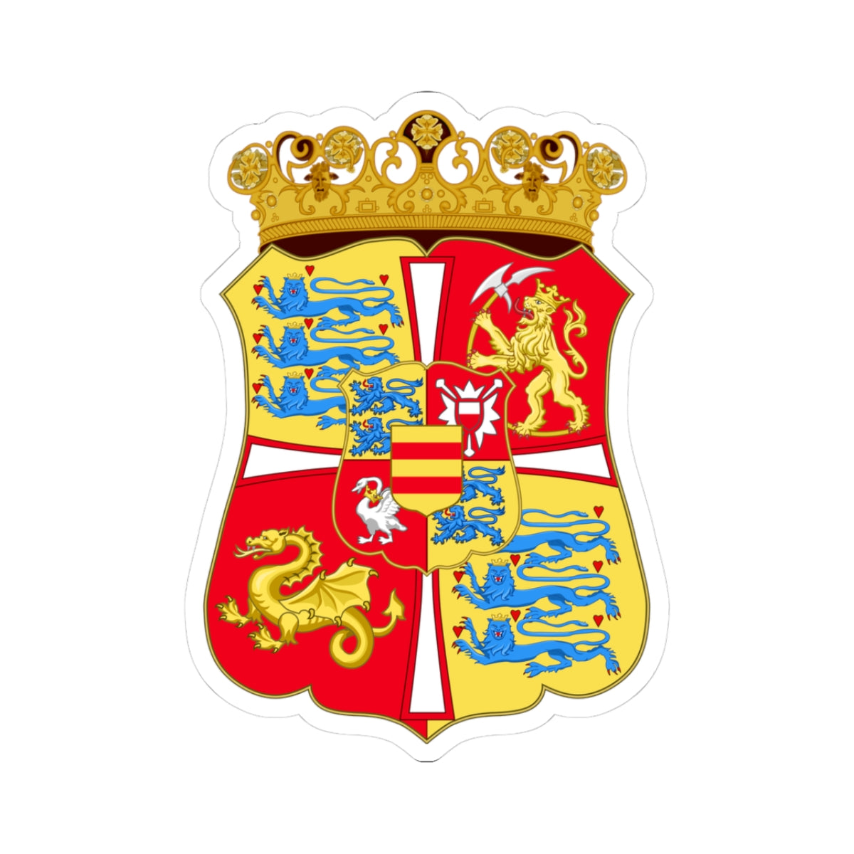 Armoiries Fréderic 1 du Danemark 1523-1533 (Denmark) (Coat of Arms) STICKER Vinyl Kiss-Cut Decal