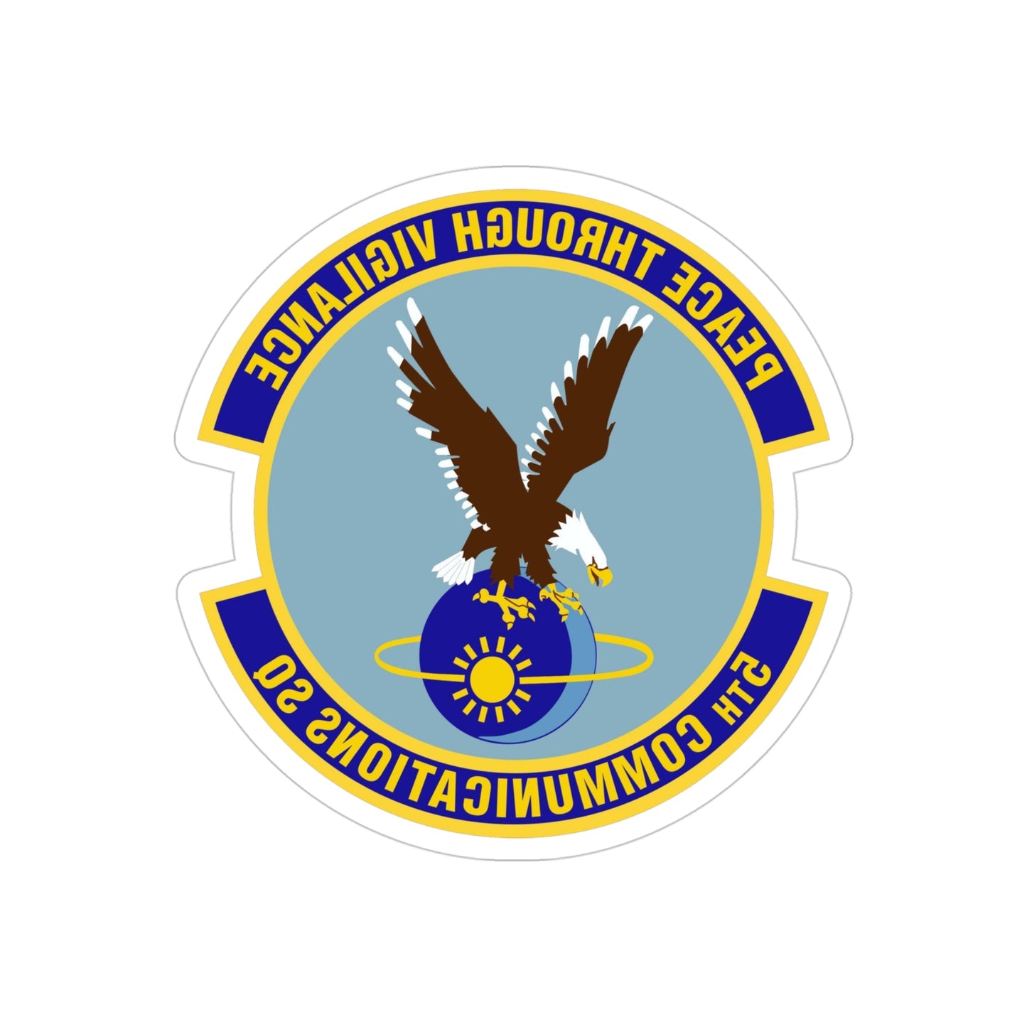 5th Communications Squadron (U.S. Air Force) REVERSE PRINT Transparent STICKER-4" × 4"-The Sticker Space