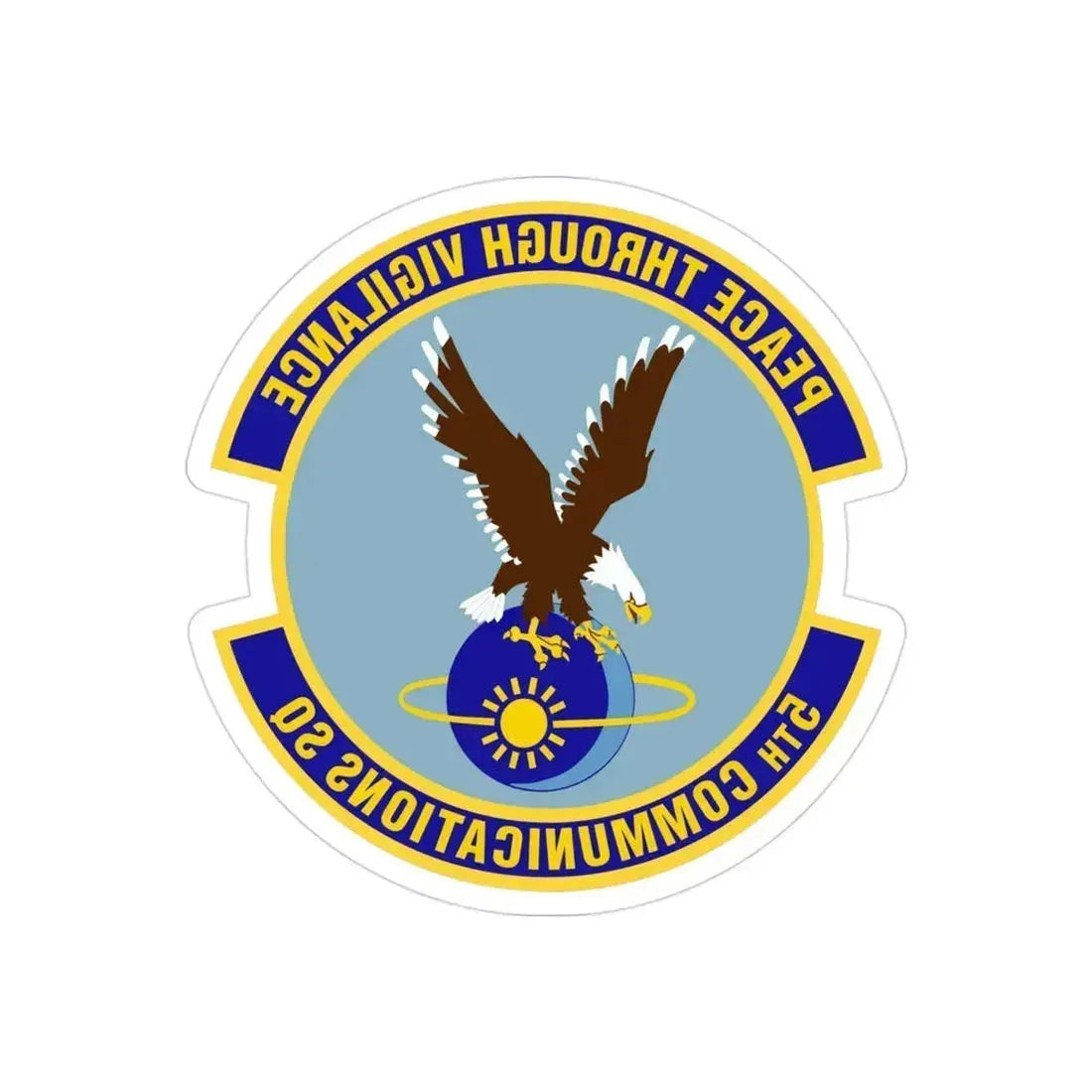 5th Communications Squadron (U.S. Air Force) REVERSE PRINT Transparent Die-Cut STICKER 3 Inch Die-Cut Transparent - The Sticker Space