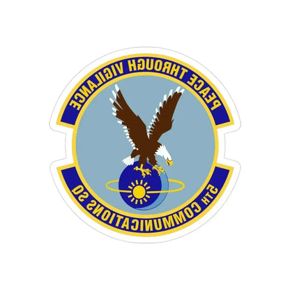 5th Communications Squadron (U.S. Air Force) REVERSE PRINT Transparent Die-Cut STICKER 3 Inch Die-Cut Transparent - The Sticker Space