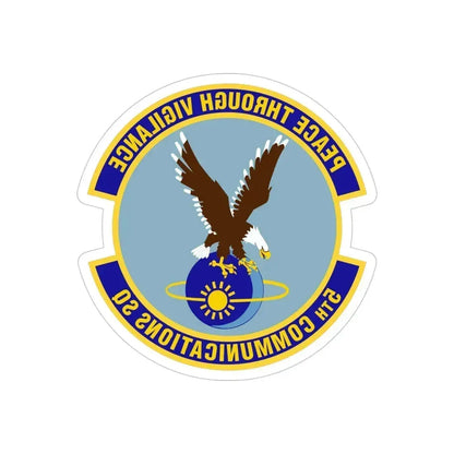 5th Communications Squadron (U.S. Air Force) REVERSE PRINT Transparent Die-Cut STICKER 4 Inch Die-Cut Transparent - The Sticker Space
