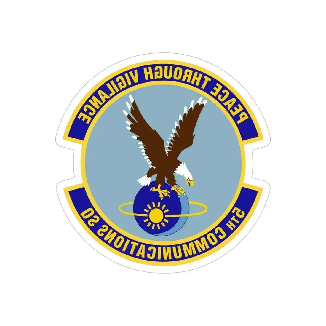 5th Communications Squadron (U.S. Air Force) REVERSE PRINT Transparent Die-Cut STICKER 5 Inch Die-Cut Transparent - The Sticker Space
