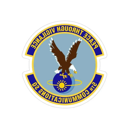 5th Communications Squadron (U.S. Air Force) REVERSE PRINT Transparent Die-Cut STICKER 5 Inch Die-Cut Transparent - The Sticker Space