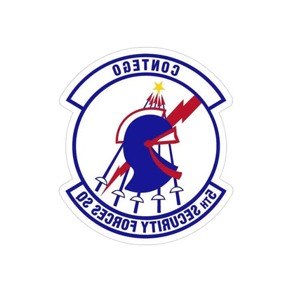 5th Security Forces Squadron (U.S. Air Force) REVERSE PRINT Transparent Die-Cut STICKER 4 Inch Die-Cut Transparent - The Sticker Space