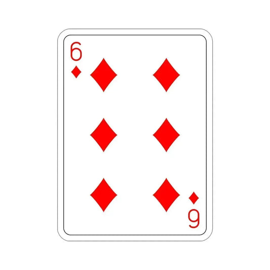 6 of Diamonds Playing Card STICKER Vinyl Die-Cut Decal 6 Inch - The Sticker Space