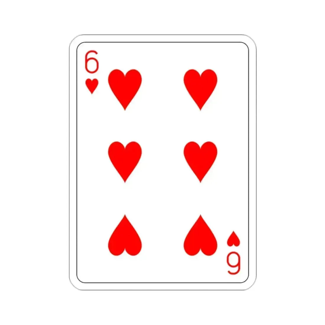 6 of Hearts Playing Card STICKER Vinyl Die-Cut Decal 2 Inch - The Sticker Space