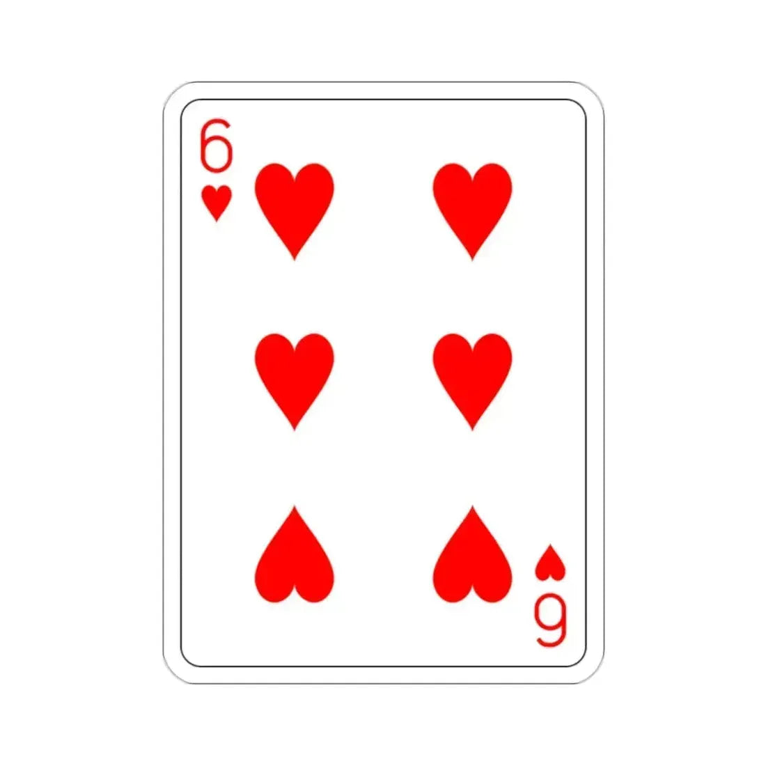 6 of Hearts Playing Card STICKER Vinyl Die-Cut Decal 2 Inch - The Sticker Space