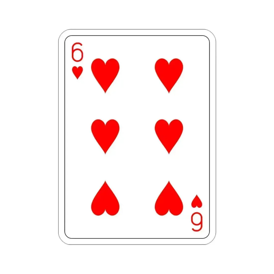 6 of Hearts Playing Card STICKER Vinyl Die-Cut Decal 3 Inch - The Sticker Space