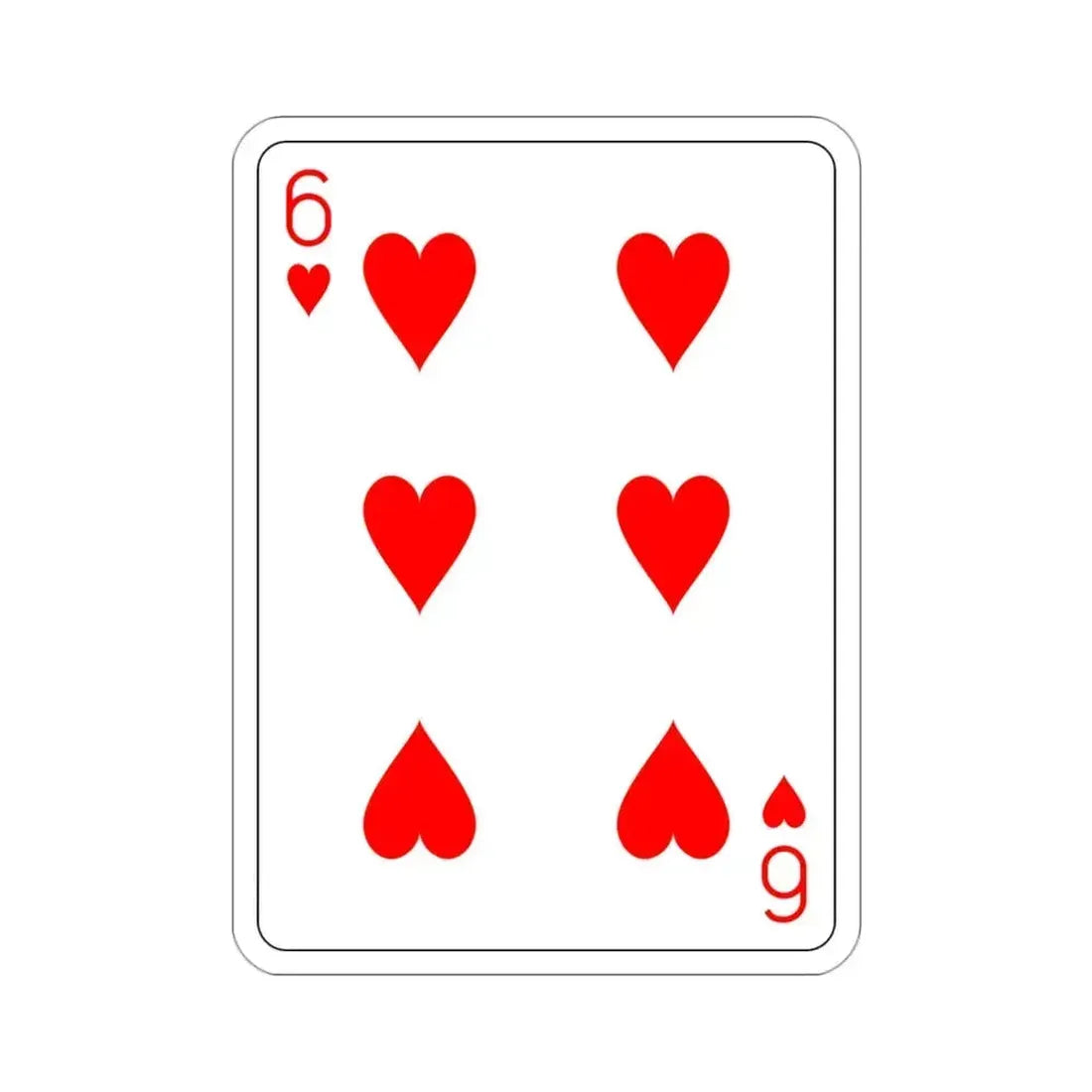 6 of Hearts Playing Card STICKER Vinyl Die-Cut Decal 3 Inch - The Sticker Space