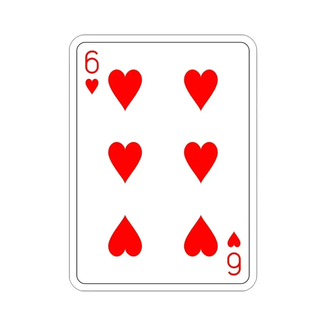 6 of Hearts Playing Card STICKER Vinyl Die-Cut Decal 4 Inch - The Sticker Space
