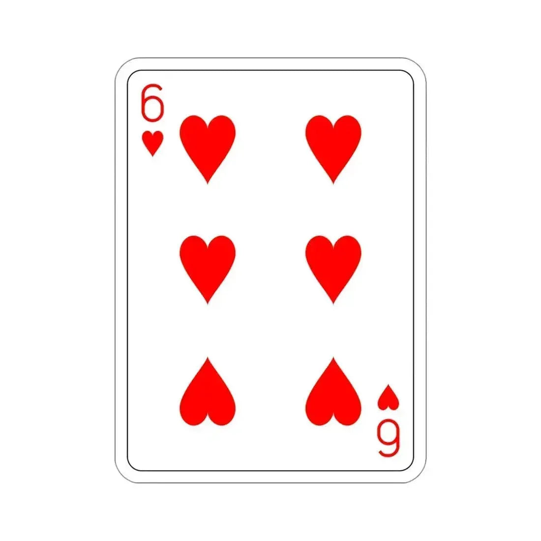 6 of Hearts Playing Card STICKER Vinyl Die-Cut Decal 4 Inch - The Sticker Space