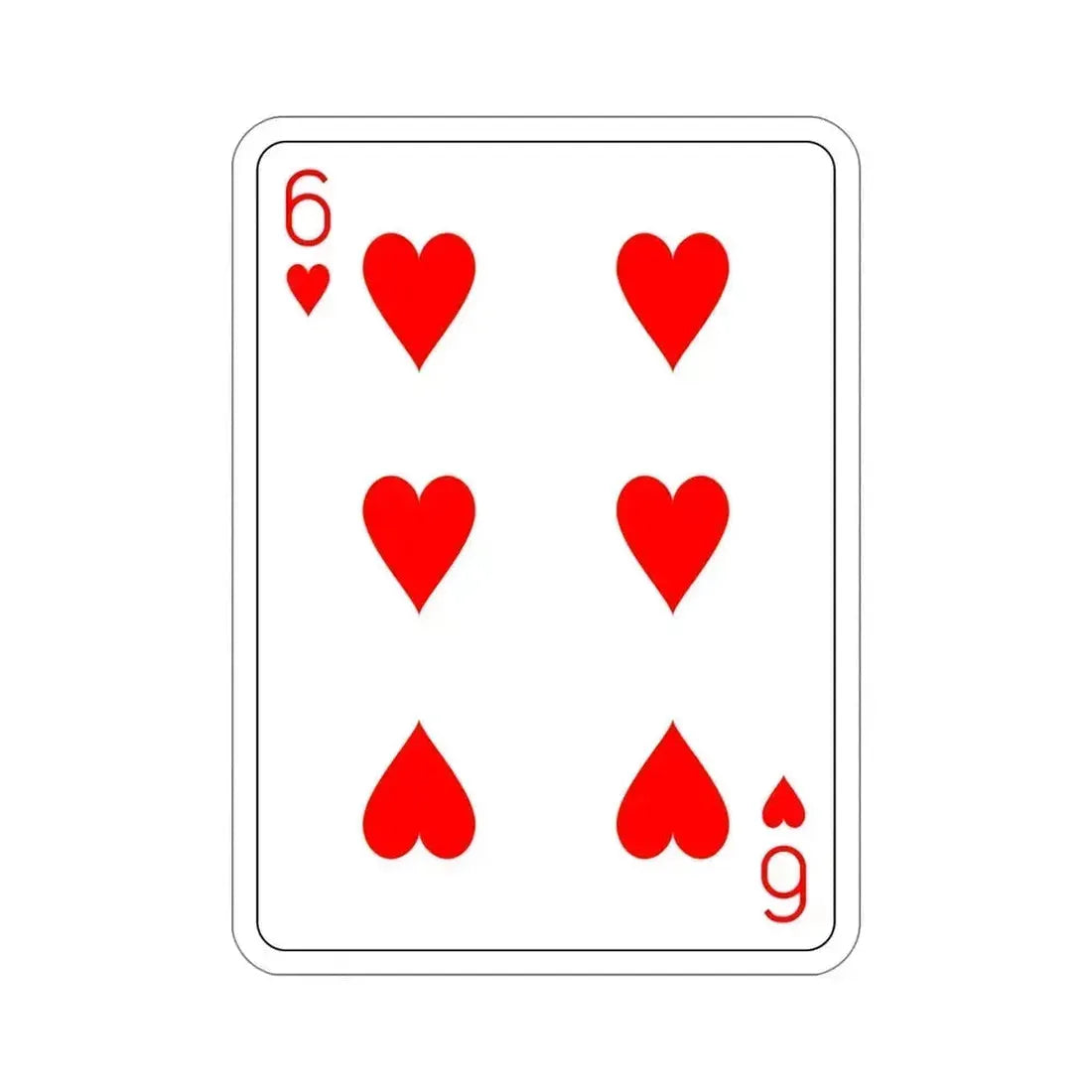 6 of Hearts Playing Card STICKER Vinyl Die-Cut Decal 5 Inch - The Sticker Space