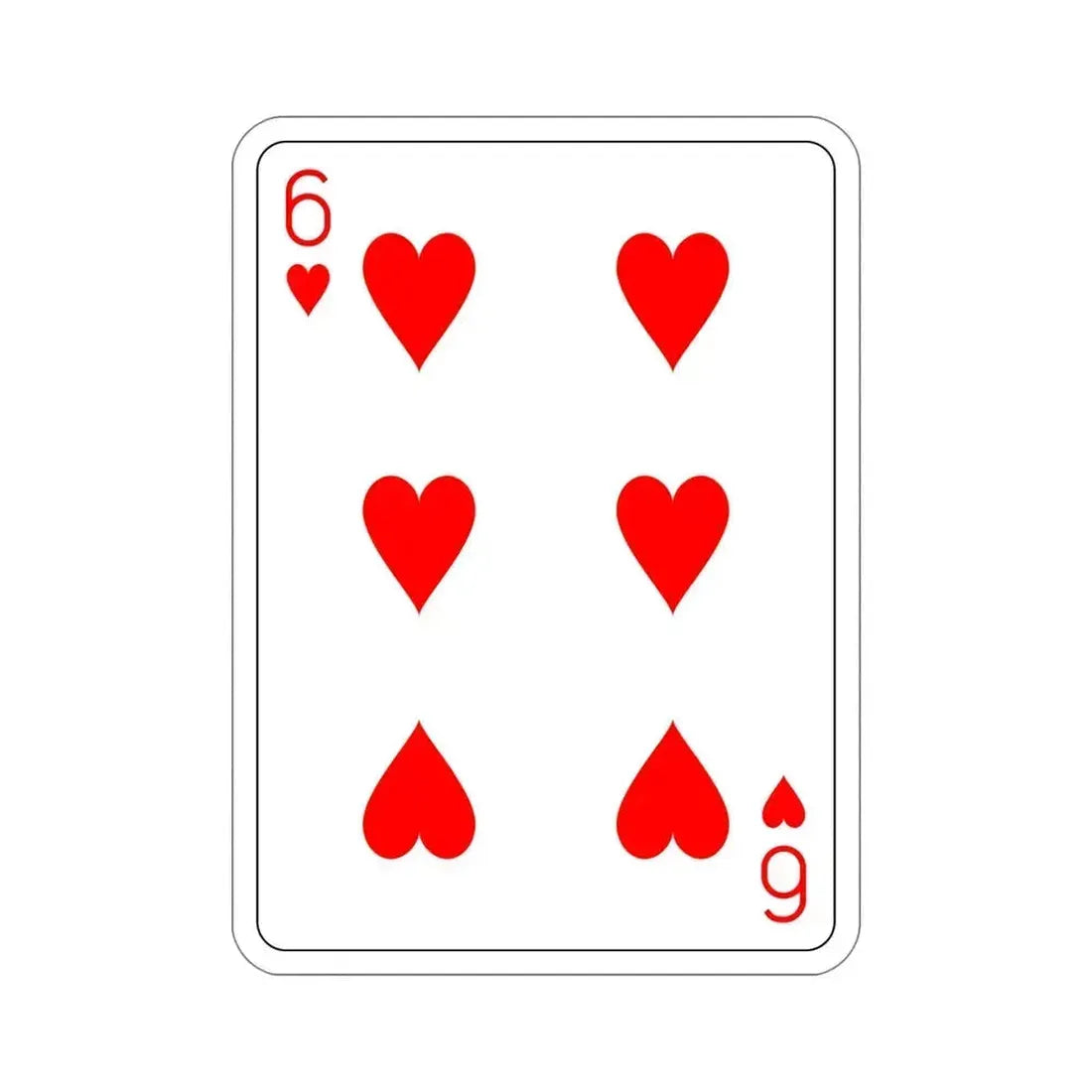 6 of Hearts Playing Card STICKER Vinyl Die-Cut Decal 5 Inch - The Sticker Space