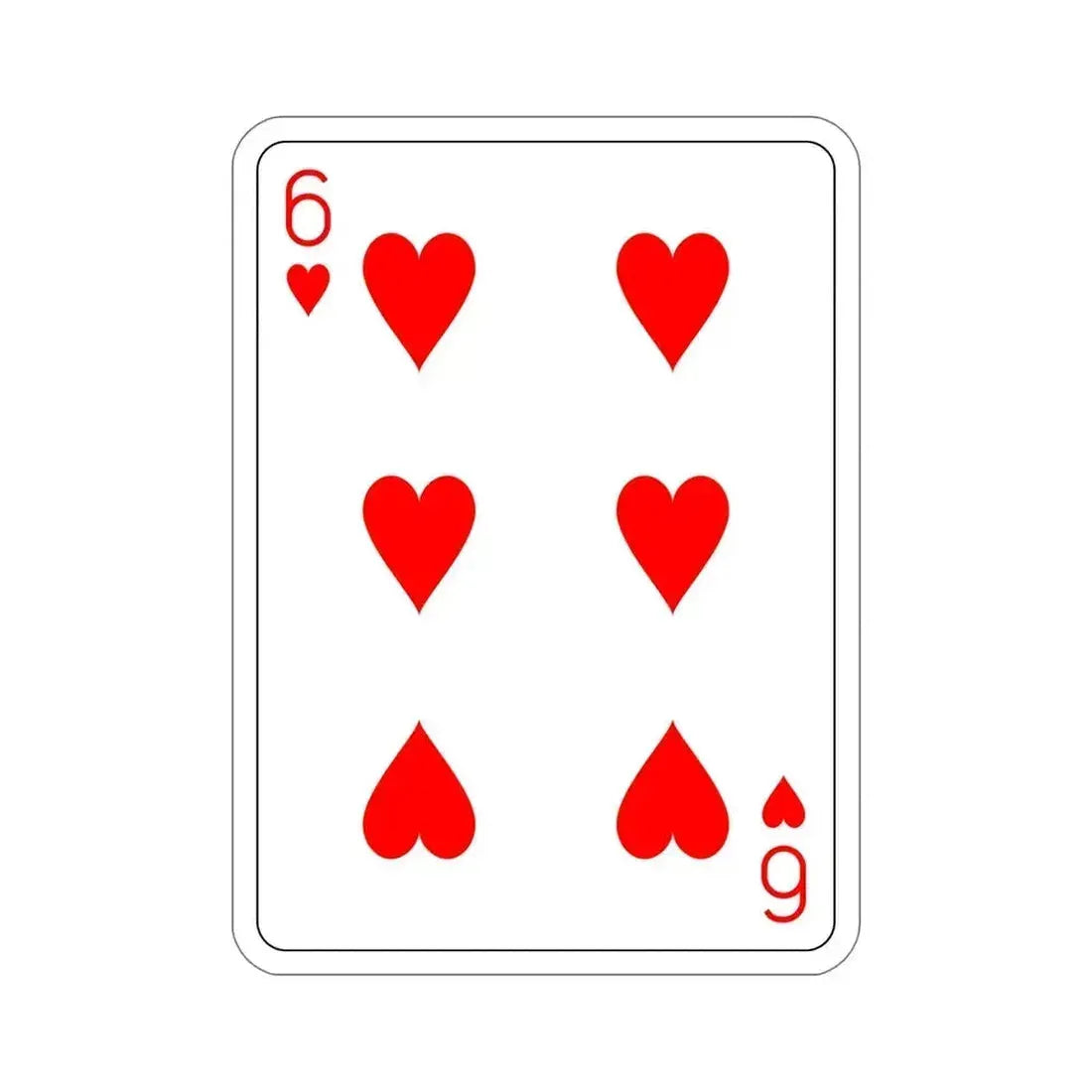 6 of Hearts Playing Card STICKER Vinyl Die-Cut Decal 6 Inch - The Sticker Space