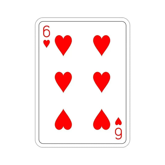 6 of Hearts Playing Card STICKER Vinyl Die-Cut Decal 6 Inch - The Sticker Space