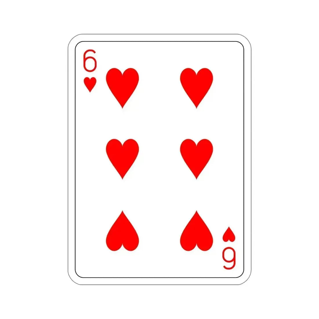 6 of Hearts Playing Card STICKER Vinyl Die-Cut Decal 6 Inch - The Sticker Space