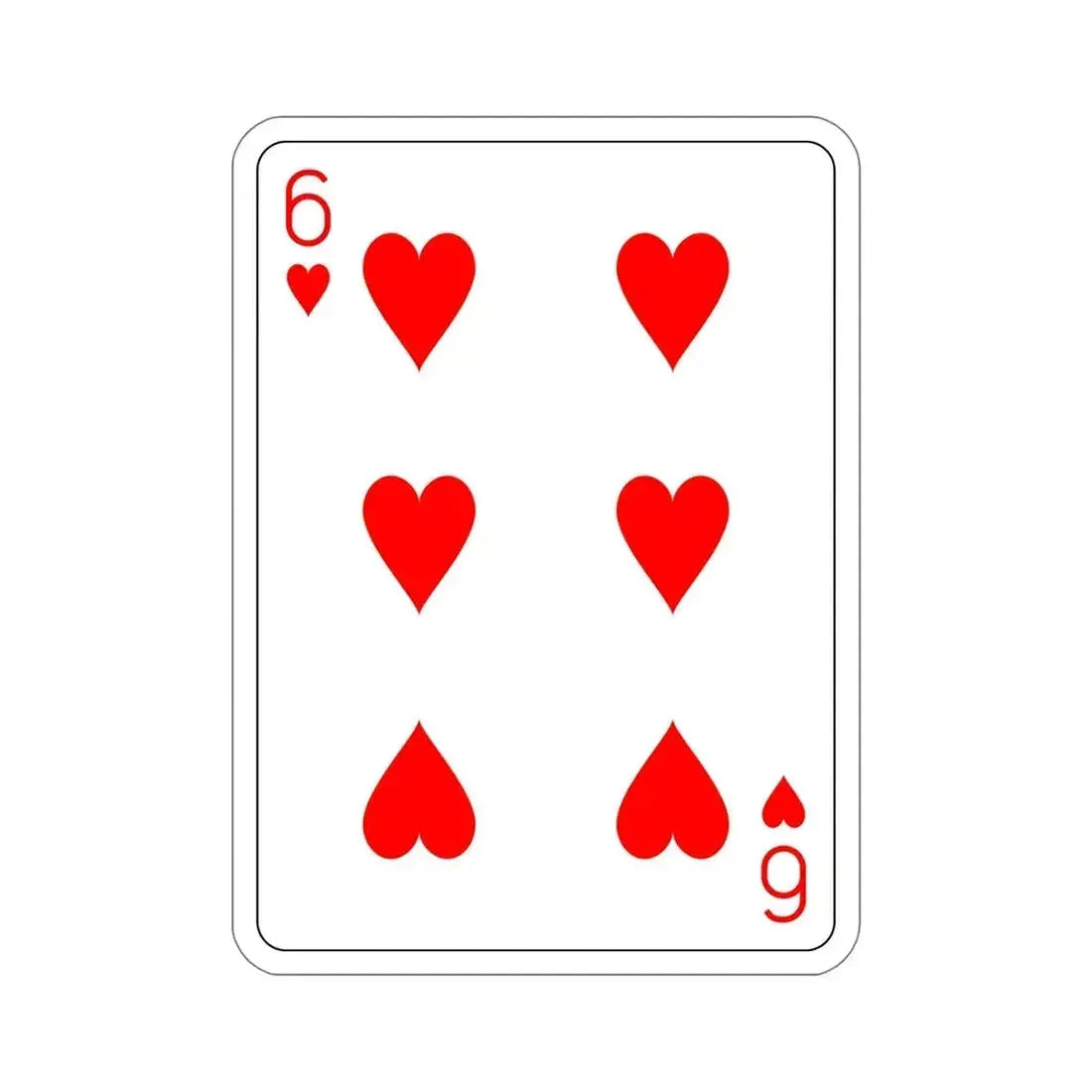 6 of Hearts Playing Card STICKER Vinyl Die-Cut Decal - The Sticker Space