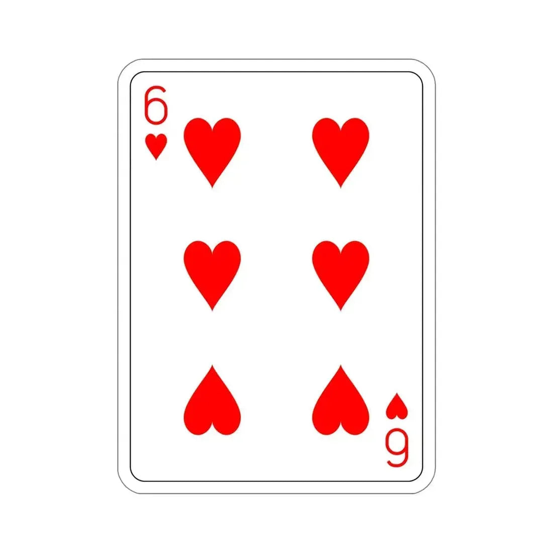 6 of Hearts Playing Card STICKER Vinyl Die-Cut Decal - The Sticker Space
