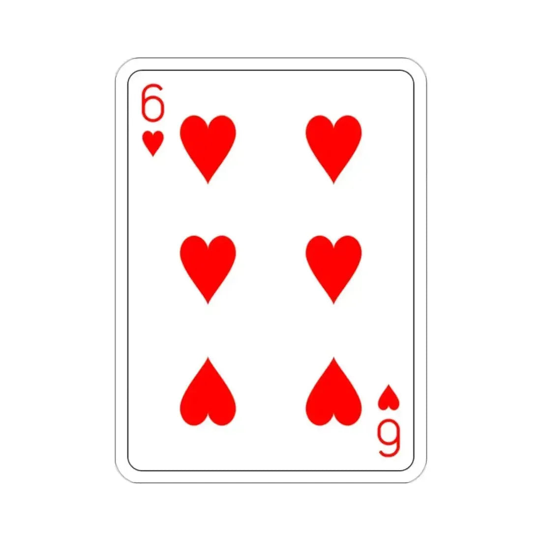 6 of Hearts Playing Card STICKER Vinyl Die-Cut Decal - The Sticker Space
