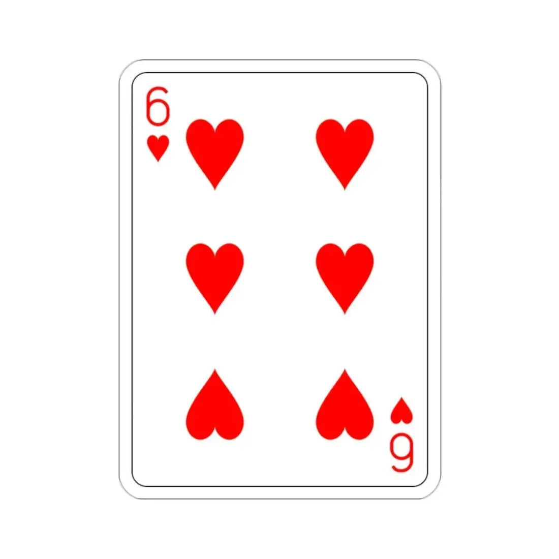 6 of Hearts Playing Card STICKER Vinyl Die-Cut Decal - The Sticker Space