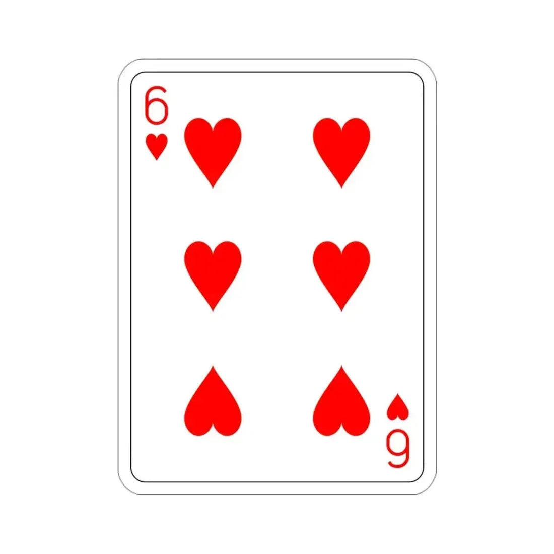 6 of Hearts Playing Card STICKER Vinyl Die-Cut Decal - The Sticker Space