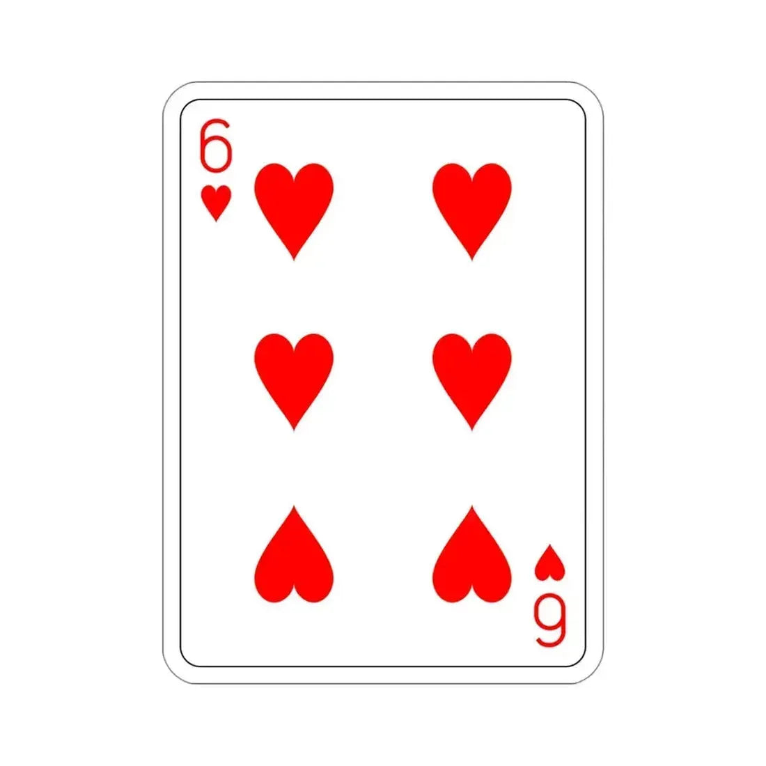 6 of Hearts Playing Card STICKER Vinyl Die-Cut Decal - The Sticker Space