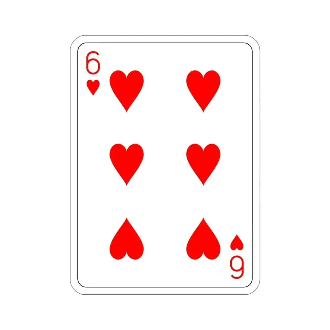 6 of Hearts Playing Card STICKER Vinyl Die-Cut Decal - The Sticker Space