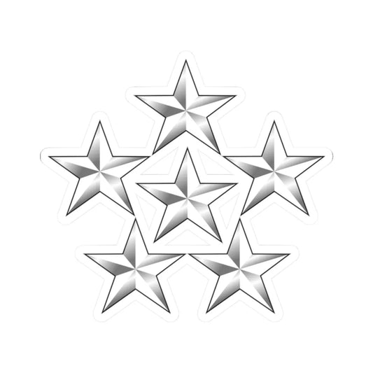 6 Star (United States) (Military Rank) STICKER Vinyl Kiss-Cut Decal 2 Inch White - The Sticker Space