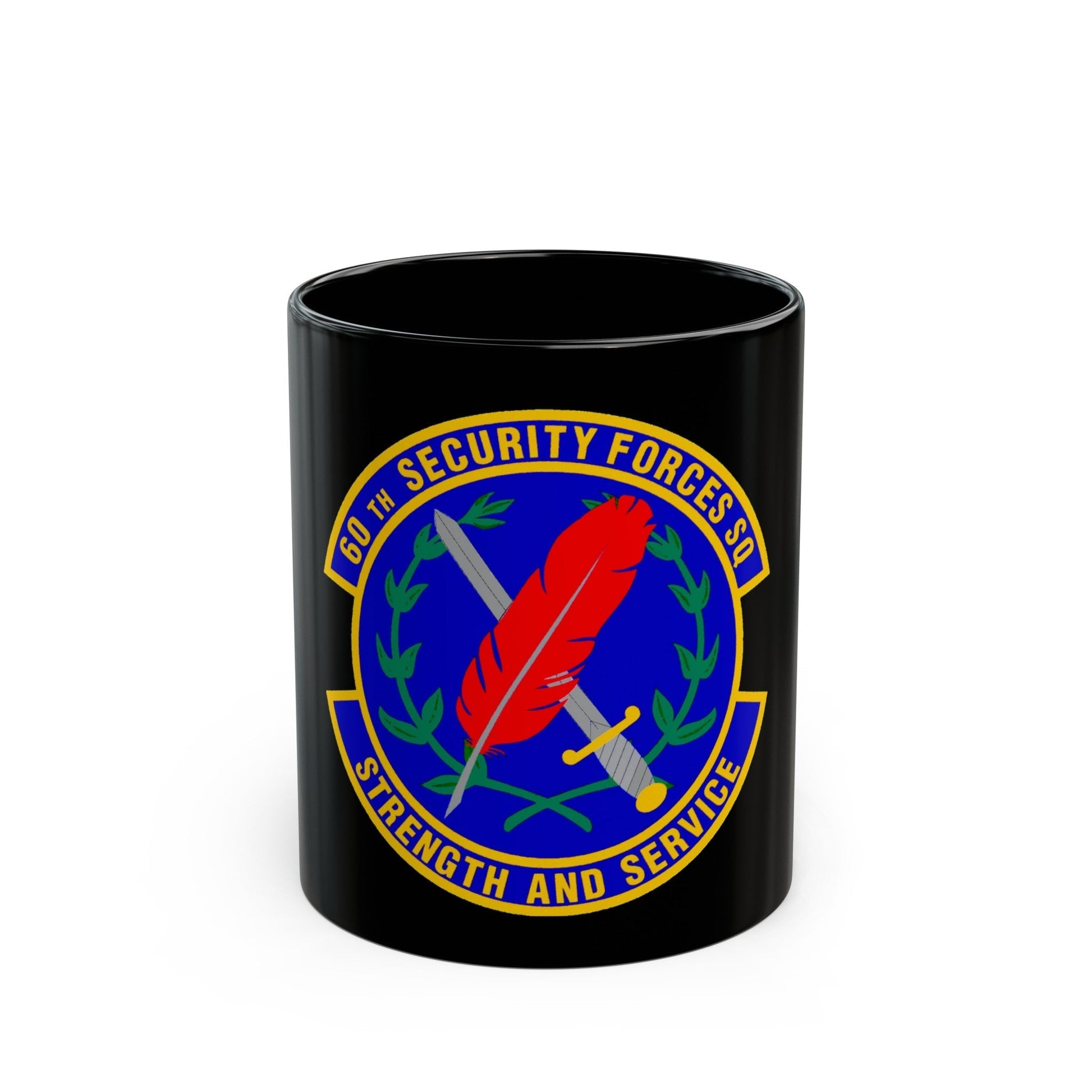 60 Security Forces Squadron AMC (U.S. Air Force) Black Coffee Mug-11oz-The Sticker Space