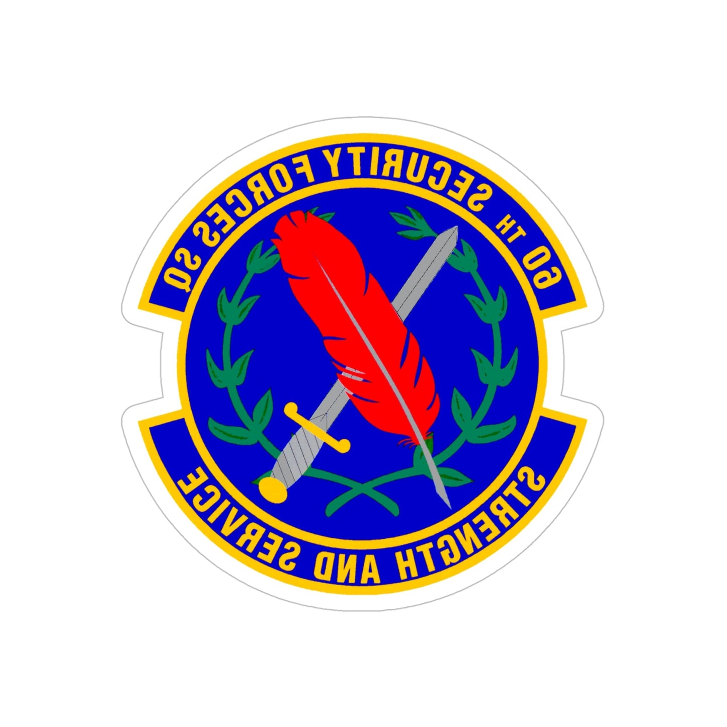 60 Security Forces Squadron AMC (U.S. Air Force) REVERSE PRINT Transparent STICKER-5 Inch-The Sticker Space