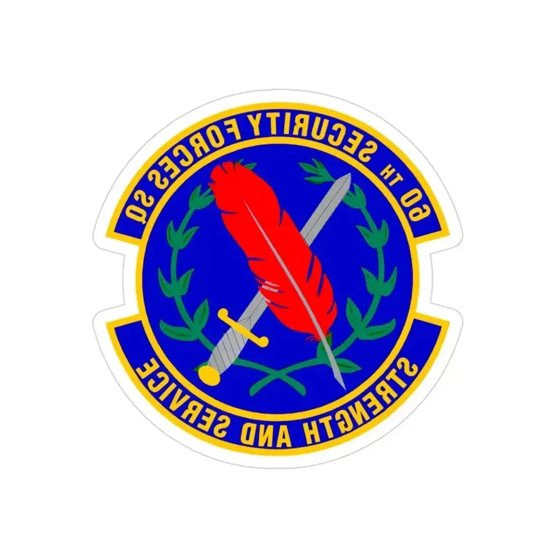 60 Security Forces Squadron AMC (U.S. Air Force) REVERSE PRINT Transparent Die-Cut STICKER 3 Inch Die-Cut Transparent - The Sticker Space