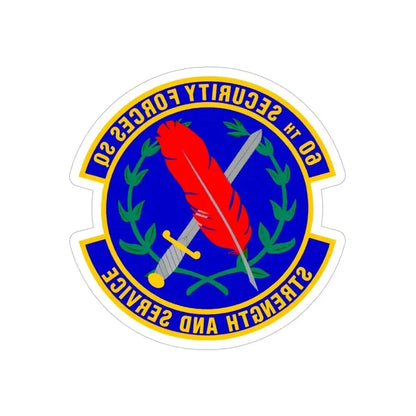 60 Security Forces Squadron AMC (U.S. Air Force) REVERSE PRINT Transparent Die-Cut STICKER 5 Inch Die-Cut Transparent - The Sticker Space