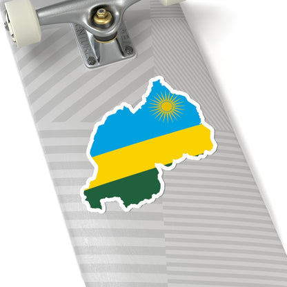 Flag map of Rwanda (Rwanda) STICKER Vinyl Kiss-Cut Decal
