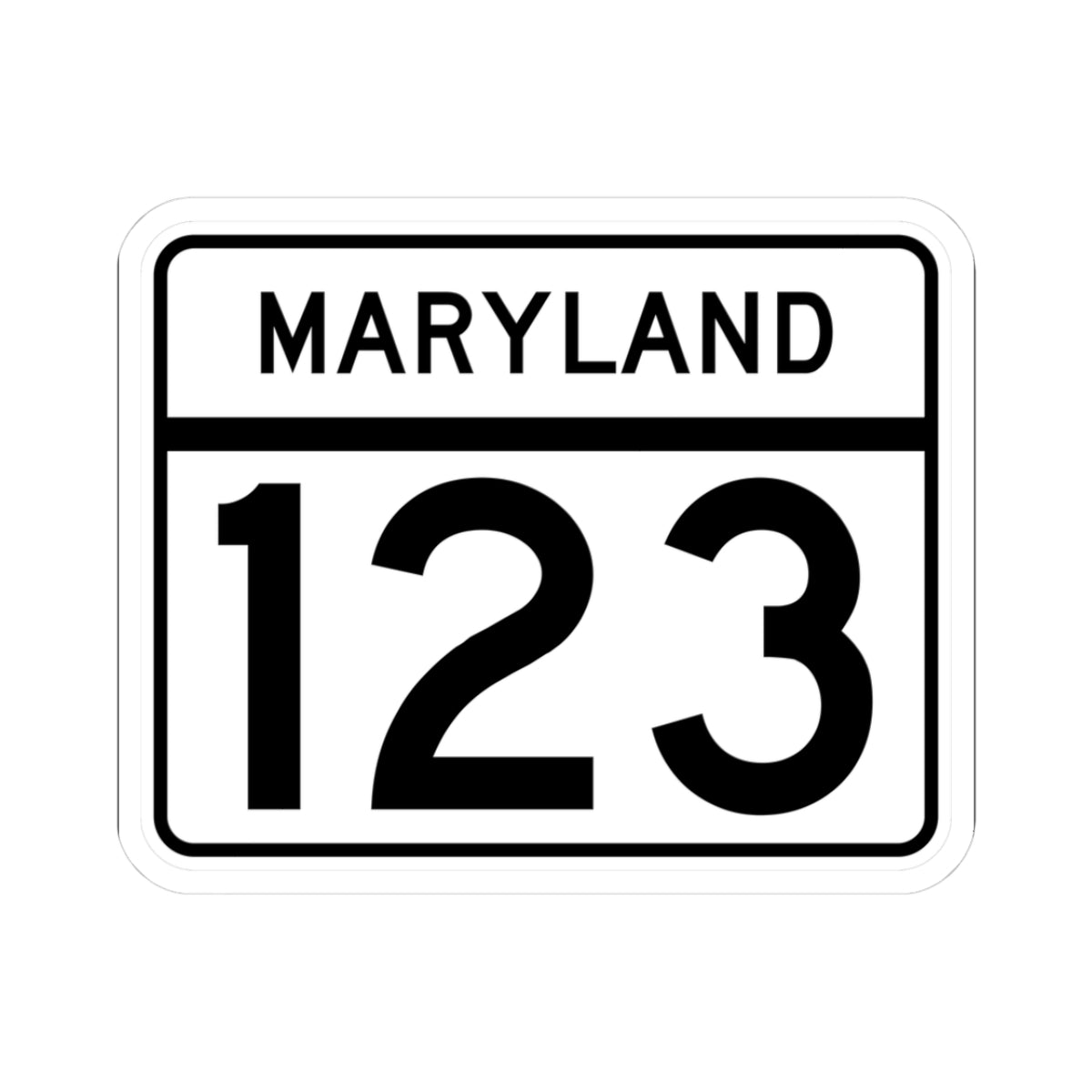 MD Route 123 (Maryland) (Road Sign) STICKER Vinyl Kiss-Cut Decal