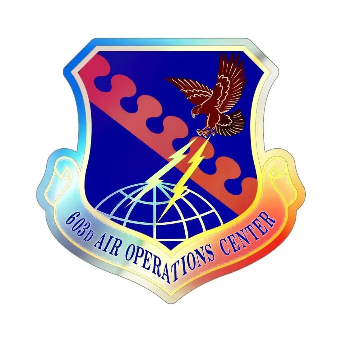 603 Air Operations Center USAFE (U.S. Air Force) Holographic STICKER Die-Cut Vinyl Decal 5 Inch - The Sticker Space