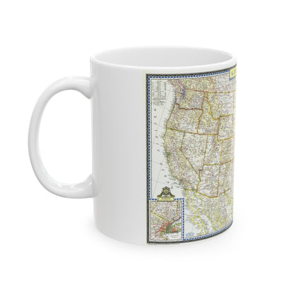 USA - The United States (1951) (Map) White Coffee Mug-The Sticker Space