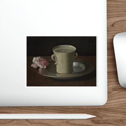 ZURBARAN, Francisco de - Cup of Water and a Rose on a Silver Plate (Artwork) STICKER Vinyl Die-Cut Decal