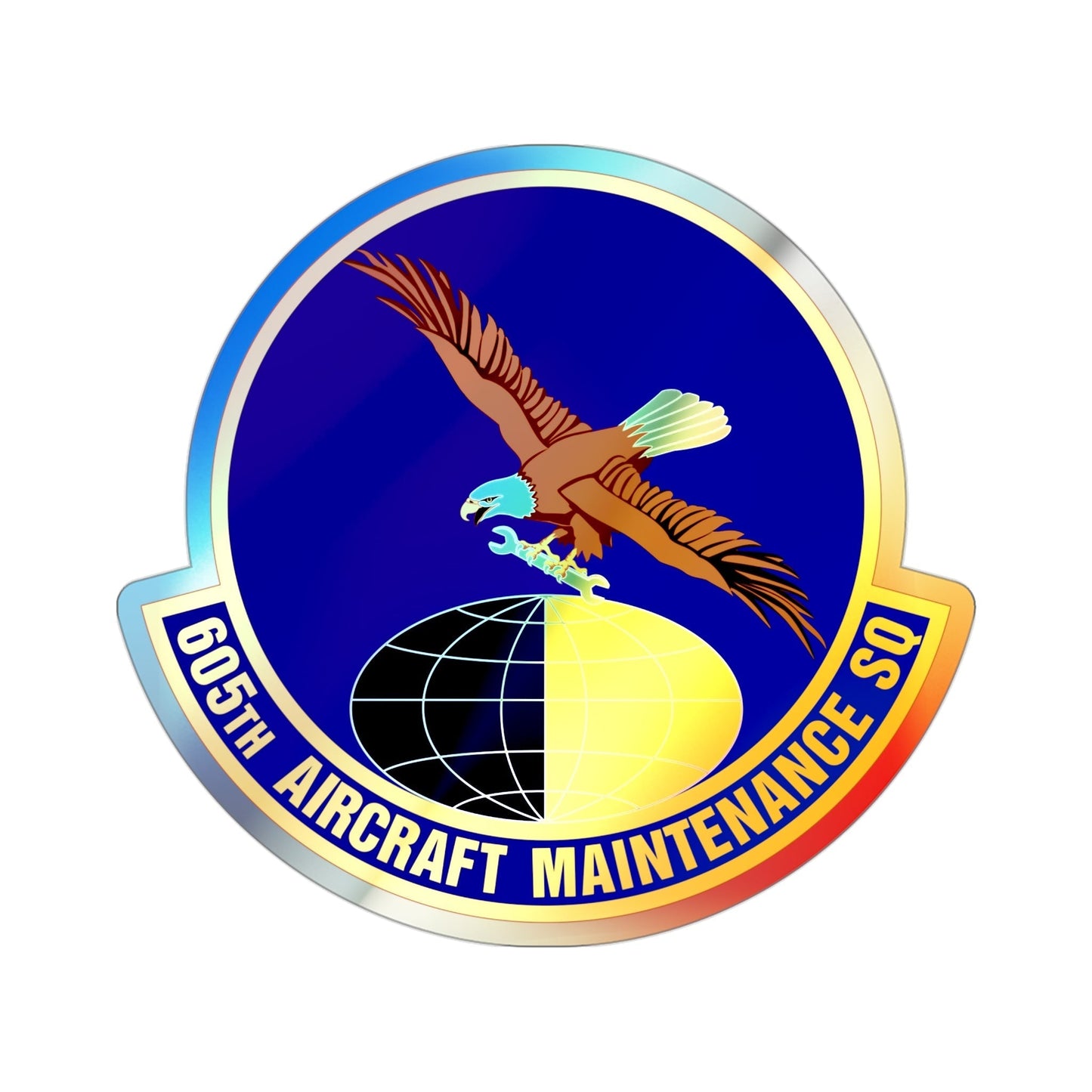 605 Aircraft Maintenance Squadron AMC (U.S. Air Force) Holographic STICKER Die-Cut Vinyl Decal-3 Inch-The Sticker Space